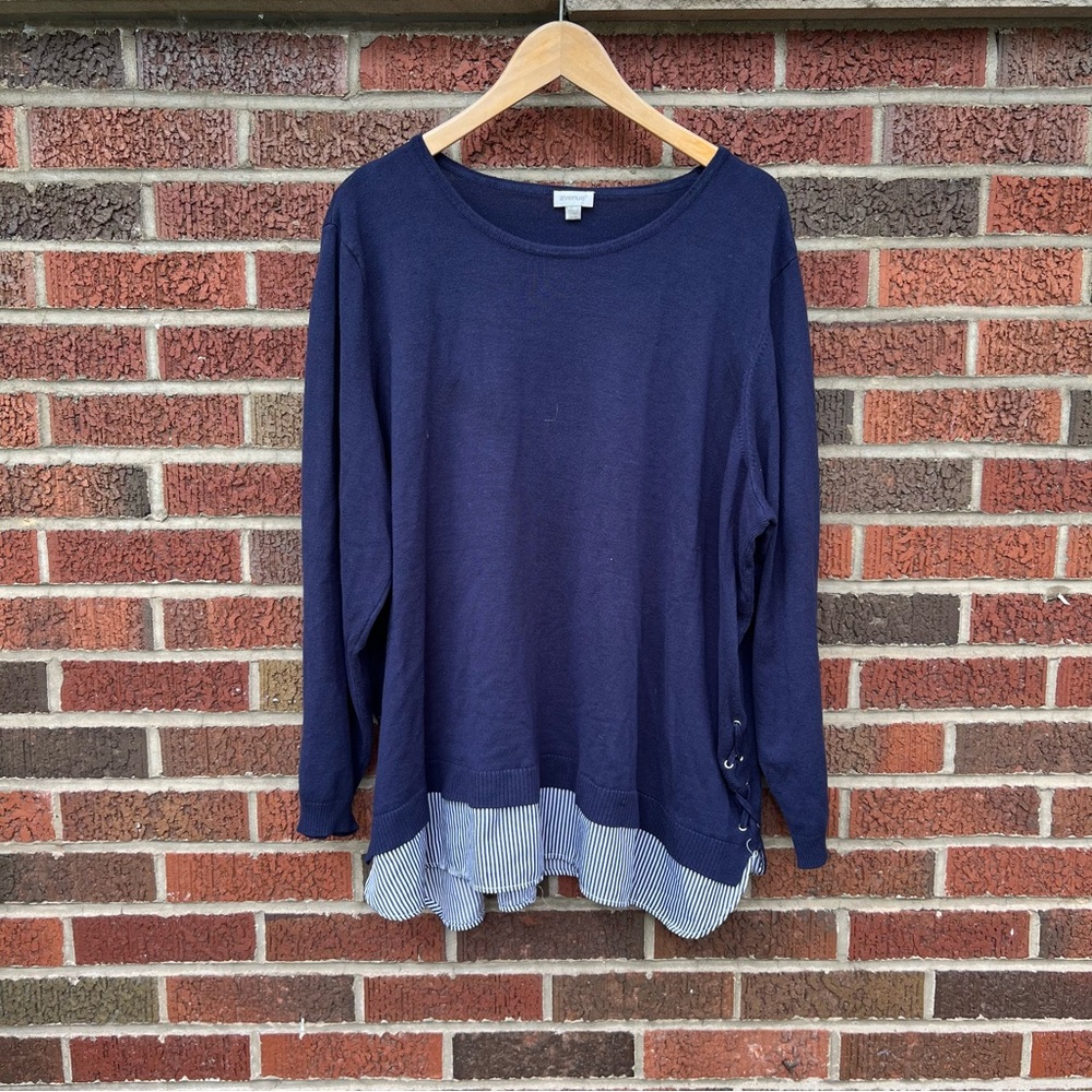 Avenue Navy Blue Layered Top
